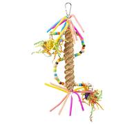 Bird toy round colorful straw pendant Duvoplus