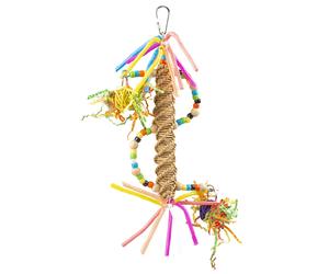 Bird toy round colorful straw pendant Duvoplus