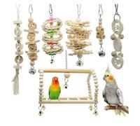 Bird toy set, parrot chewing swing, climbing ladder, hanging, birdcage accessories and supplies, solid wood color, lovebirds, starlings,