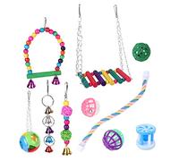 Bird Toys 10Pcs Parrot Chew Toy Swing Ladder Rope Perch For Small Birds Improving Physical & Mental For Health Bird Climbing Swing Ladder Rope Perch Ball Chew Toys Parrots Parakeets Conure