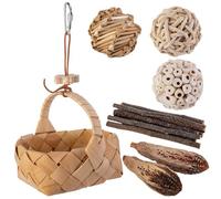 Bird Toys - Edible Chewable Hanging Toy, Branch And Ball Activity Set, Multi-Purpose Foraging Accessory, Engaging Mental Stimulation Finch Lovebird Cockatoo | Perfect For Aviary Environment Playtime