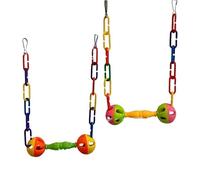 Bird Toys for Parakeets - ABS 20x13.5cm | Set of 2 Bird Cage Climbing Perches with Interactive Swings for Budgies, Cockatoos, Agapornis, Canary