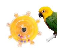 Bird Toys for Parakeets, Interactive Spinner Rattle Budgie Toys with Grinding Perch, Rotating Wheel Chew Parrot Toys for Medium Birds Small Cockatiels Conures Enrichment Toy (Yellow)