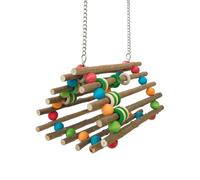 Bird Toys for Parakeets, Wooden Hammock - Interactive Rocking for Birds | Conure Cockatiel Inseparable Canary Chinchilla