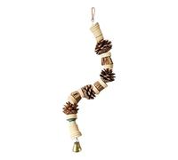 Bird Toys for Parrots - Beak Grinding Cage Accessories | Wooden Climbing Chewing Pine Cone String for Parakeets, Conures, Cockatiels, Lovebirds, Finches | Fun Reptile Landscape Décor and Pet Supplies