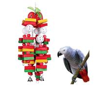 Bird Toys For Parrots Wooden Parrot Supplies Gray Parrot Birds Biting Stairs Swing Wood Bird Toy Swing Banana Bunches(Red)