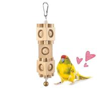 Bird Toys - Hanging Bird Chopping and Grinding Wooden Block Set - Bell Toys for Small Birds | for NINFA Cockatiels and Conuros Indoor Cages