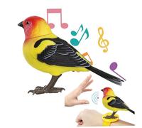 Bird Toys, Interactive Electric Chirping Bird Toy with Stay Tray & Simulation Texture, Voice & Light Control Patio Decorations Outdoor for Home, Garden