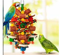 Bird Toys, Large Bird Parrot Chewing Toy Natural Corn Cob and Loofah Slices for Small Parakeets, Cockatiels, Budgies, Conures, Love Birds, Finches for Climbing, Chewing, Unraveling and Preening