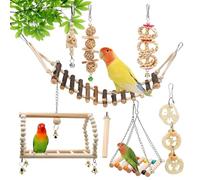 Bird Toys, Multi-Functional Avian, 8-Piece Toy Set, 21 Inch High Tension Ladder with Reinforced Swings, Professional Grade Enrichment Supplies for Cockatiel Cage, Bird Toys for Training Biting