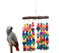 Bird Toys, Natural Bird Toys with Colorful Wooden Blocks, Bird Toys for Parrots, Bird Chew Toys for African Grey, Budgies, Cockatiels, Lovebirds, Conures, Quakers, Amazons, Small to Medium Birds