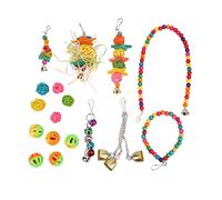 Bird Toys Parrot Chewing and Swing Set with Removable Hooks, Bite, Colorful Variety - Safe Play Materials, Anxiety Relief, Indoor Cage Accessories