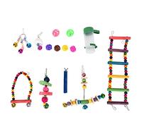 Bird Toys Set Safe Chewing Climbing Training Enrichment Accessories for Parakeets Macaws Conures Log Plastic Plated Metal Molar Stone 14Pcs
