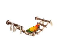 Bird Toys - Wooden Chewing Climbing Hammock | Natural Timber with Multi Colored Beads, Daily Playtime Security, Cotton Rope plus Hanging Swing for African Greys, Cockatoos, Macaws and Parrots