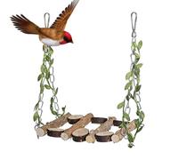 Bird Toys - Wooden Chewing Climbing Hammock | Natural Timber with Multi Colored Beads, Daily Playtime Security, Cotton Rope plus Hanging Swing for African Greys, Cockatoos, Macaws and Parrots