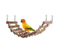 Bird Toys - Wooden Chewing Climbing Hammock | Natural Timber with Multi Colored Beads, Daily Playtime Security, Cotton Rope plus Hanging Swing for African Greys, Cockatoos, Macaws and Parrots