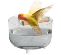 Bird Training Stand - 15x15x10cmtableTop Playstand, Parrot Toy | Wooden Perch with Removable Stainless Steel Feeder Bowl, Activity Station for Pi Parakeets