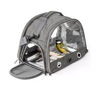 Bird Travel Cage Carrier, Portable Small Bird Parrot Parakeet Carrier with Standing Perch&Tray, Detachable Shoulder Strap, Bird Carry Transport Bag for Vet Visit Shopping,Outdoor Adventure (Grey)