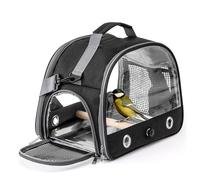 Bird Travel Cage Carrier, Portable Small Bird Parrot Parakeet Carrier with Standing Perch&Tray, Detachable Shoulder Strap, Bird Carry Transport Bag for Vet Visit Shopping,Outdoor Adventure (Black)
