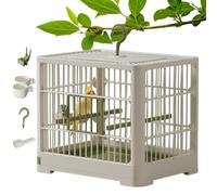 Bird Travel Cage - Decorative Portable Aviary Carrier, Decorative Metal Housing Unit, Raised Interior for Perches | Safe Transport Habitat Solution for Budgies