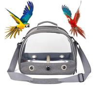 Bird Travel Carrier Backpack Collapsible Travel Cage Breathable Mesh & Escape-Proof Zippers for Parrots (grey)