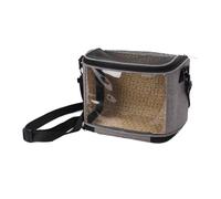 Bird Travel Carrier Bird Carriers PVC Rattan Lining Panoramic View with Breathable Mesh on Top for Peony Little Sun Tiger Skin Monk (Grey)