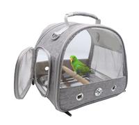 Bird Travel Carrier with Standing Perch and stainless Steel Tray,Breathable Collapsible Small Bird Carrier Travel Bag for Parrot Parakeet Small Animals for travel hiking Camping (Grey)