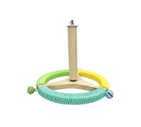 Bird Turning Perch Toy Parrot Sex Interactive Exercise Wheel Cotton Rope Wrapped Design Colorful Bell Decorative Interactive Rotating Perch for Birds
