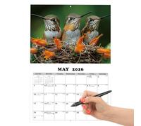 Bird Wall Planner 2026 - Vibrant Hummingbird Photo Calendar Chart, Oversize Month Layout Organizer, Decorative Wildlife Poster Board | Annual Time Mapping Display For Apartment Classroom Kid
