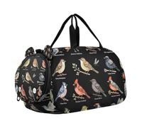 Bird Watcher Bird Lover Birder Birding Nerd Kids Cute Gym Bag with Shoes Compartment Multifunctional Weekender Overnight Dance Bag for School Practice, Sports, Travel