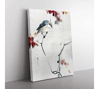 Bird Watching A Spider By Watanabe Seitei Asian Japanese Canvas Wall Art Print Ready to Hang, Framed Picture for Living Room Bedroom Home Office Décor, 60x40 cm (24x16 Inch)