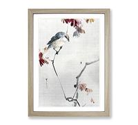 Bird Watching A Spider By Watanabe Seitei Asian Japanese Framed Wall Art Print, Ready to Hang Picture for Living Room Bedroom Home Office Décor, Oak A2 (64 x 46 cm)