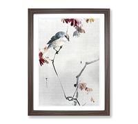 Bird Watching A Spider By Watanabe Seitei Asian Japanese Framed Wall Art Print, Ready to Hang Picture for Living Room Bedroom Home Office Décor, Walnut A3 (34 x 46 cm)