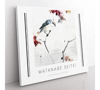 Bird Watching A Spider By Watanabe Seitei Exhibition Museum Asian Japanese Canvas Wall Art Print Ready to Hang, Framed Picture for Living Room Bedroom Home Office Décor, 50x50 cm (20x20 Inch)