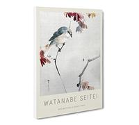 Bird Watching A Spider By Watanabe Seitei Exhibition Museum Asian Japanese Canvas Wall Art Print Ready to Hang, Framed Picture for Living Room Bedroom Home Office Décor, 20x14 Inch (50x35 cm)