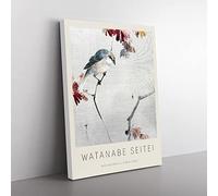 Bird Watching A Spider By Watanabe Seitei Exhibition Museum Asian Japanese Canvas Wall Art Print Ready to Hang, Framed Picture for Living Room Bedroom Home Office Décor, 50x35 cm (20x14 Inch)
