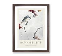 Bird Watching A Spider By Watanabe Seitei Exhibition Museum Asian Japanese Framed Wall Art Print, Ready to Hang Picture for Living Room Bedroom Home Office Décor, Walnut A3 (34 x 46 cm)