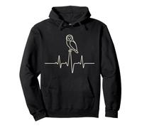 Bird Watching Barn Owl Heartbeat Line Art Pullover Hoodie