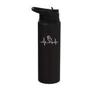 Bird Watching Barn Owl Heartbeat Line Art Stainless Steel Insulated Water Bottle