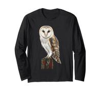 Bird Watching Barn Owl Portrait Gift Long Sleeve T-Shirt