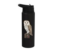 Bird Watching Barn Owl Portrait Gift Stainless Steel Insulated Water Bottle