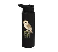Bird Watching Barn Owl Portrait Gift Stainless Steel Insulated Water Bottle