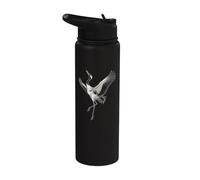Bird Watching Crane Courtship Dance Line Art Stainless Steel Insulated Water Bottle