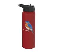 Bird Watching Eastern Bluebird Fence Stainless Steel Insulated Water Bottle