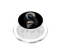 Bird Watching Gothic Raven Skull Moon Art PopSockets PopGrip for MagSafe