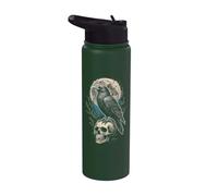 Bird Watching Gothic Raven Skull Moon Art Stainless Steel Insulated Water Bottle