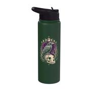 Bird Watching Gothic Raven Skull Moon Art Stainless Steel Insulated Water Bottle