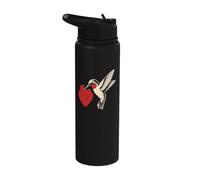 Bird Watching Hummingbird Anatomical Heart Tattoo Art Stainless Steel Insulated Water Bottle