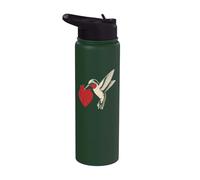 Bird Watching Hummingbird Anatomical Heart Tattoo Art Stainless Steel Insulated Water Bottle