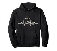 Bird Watching Kingfisher Heartbeat Line Art Pullover Hoodie